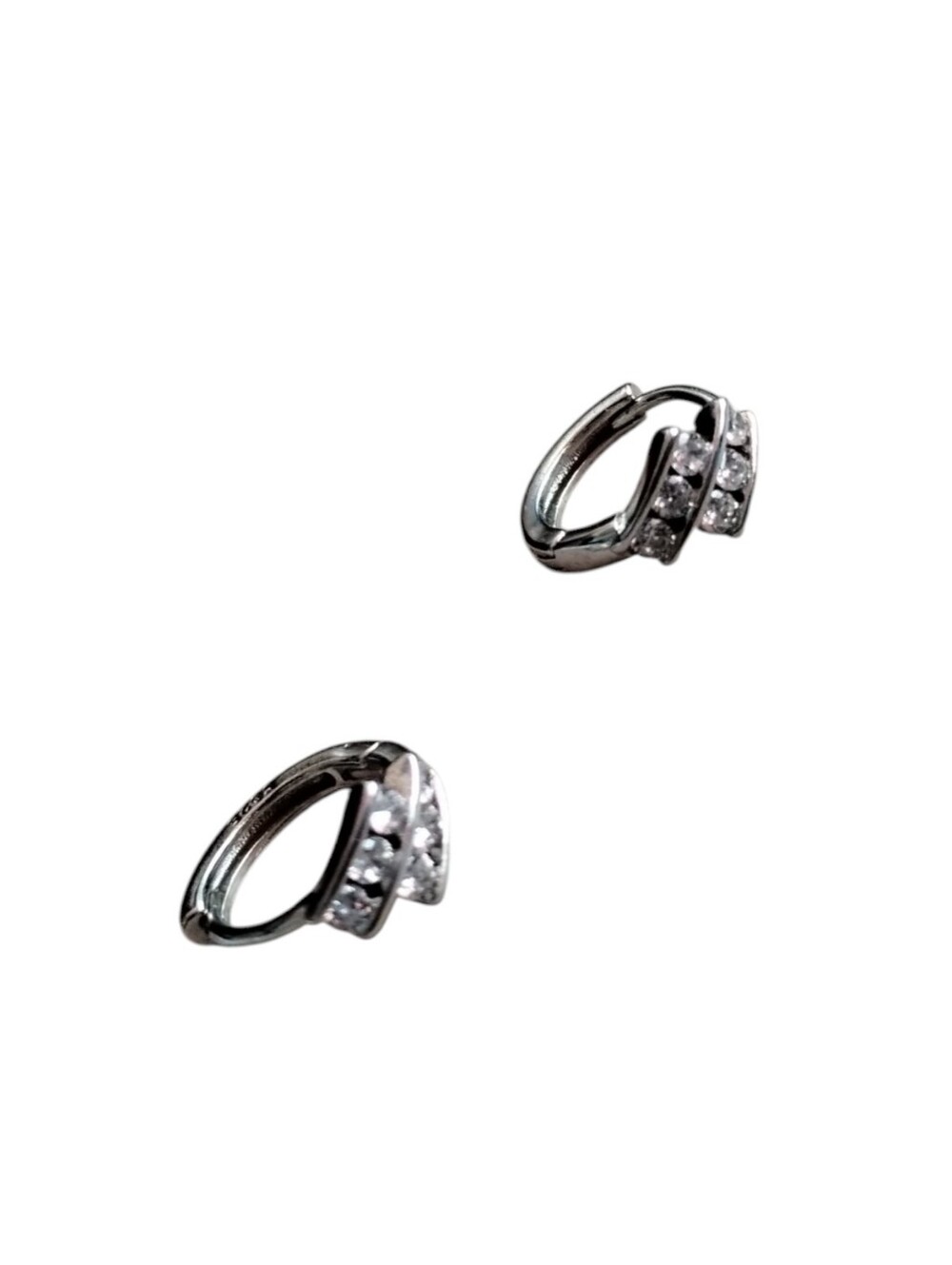 Sterling Silver 925 Crystal Hoop Huggie Earrings - Women Jewelry